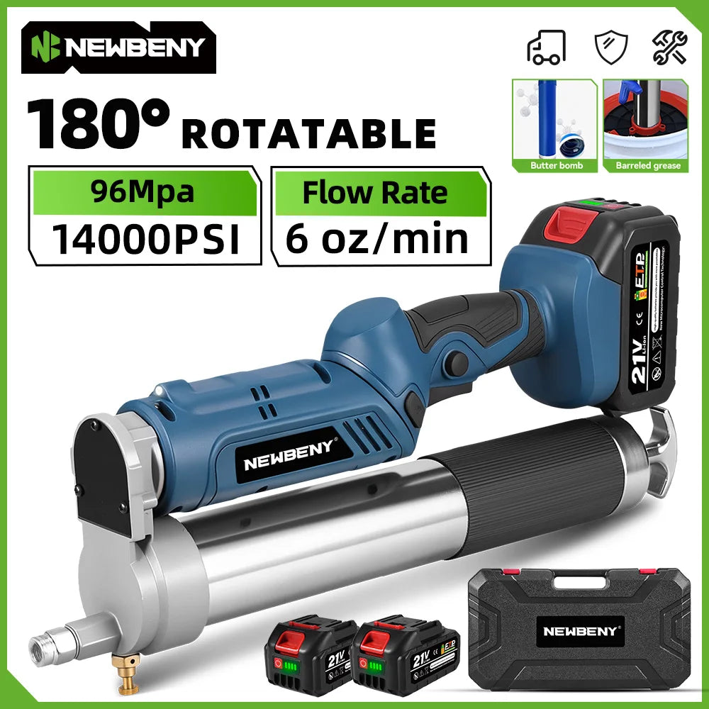 YOFIDRA 14000PSI Electric Grease Gun 180° Rotatable High Pressure Lubricating Bearing Oil Injector Tool For Makita Battery Pin