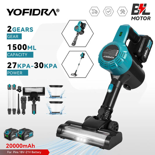YOFIDRA 1500ML Brushles Electric Vacuum Cleaner 27-30KPA Rechargeable Dust Catcher Cleaning Power Tools For Makita Battery Pin