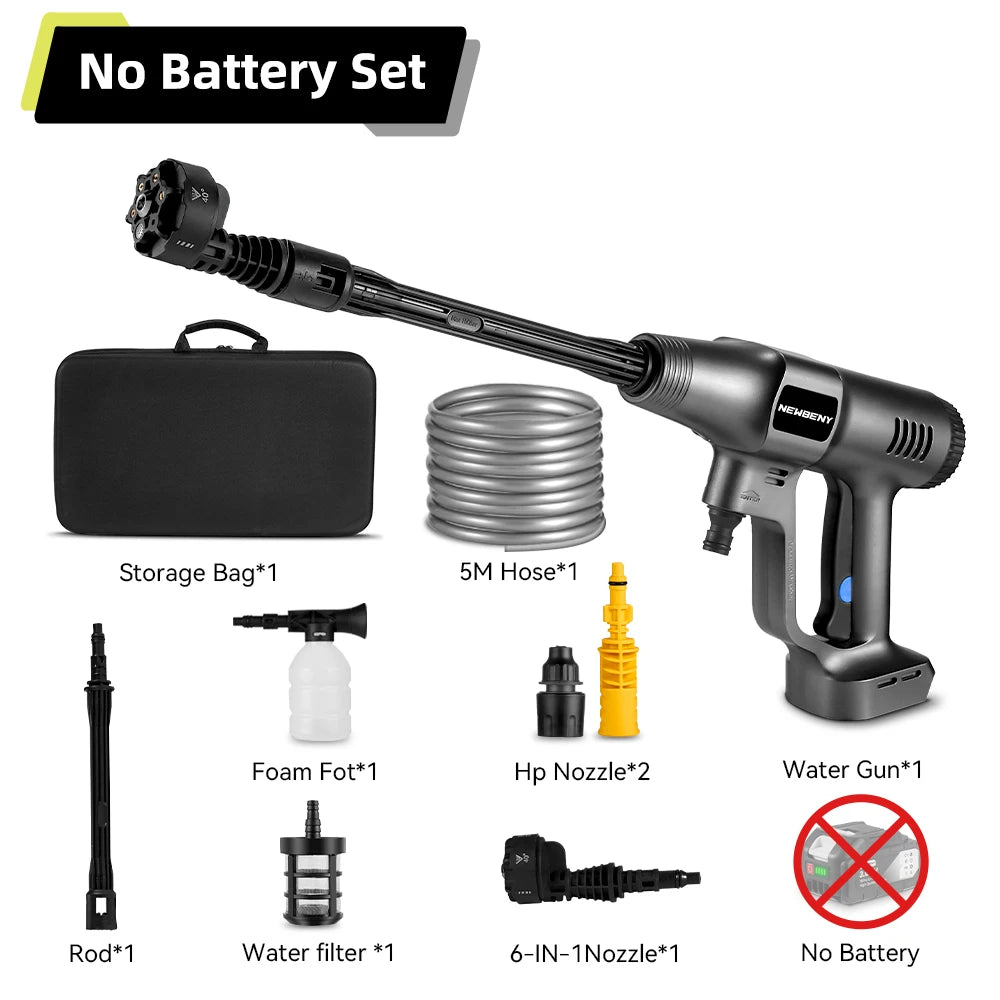 NEWBENY 3500W 200Bar Brushless High Pressure Car Water Gun Cordless Electric Spray Gun Garden Tool For Makita 18V Battery Pin