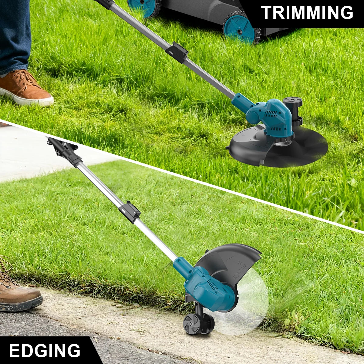 Gisam Cordless Electric Lawn Mower 3in1 Brushless Foldable Grass Trimmer 12Inch Garden Pruning Tool For Makita 18V Battery Pin
