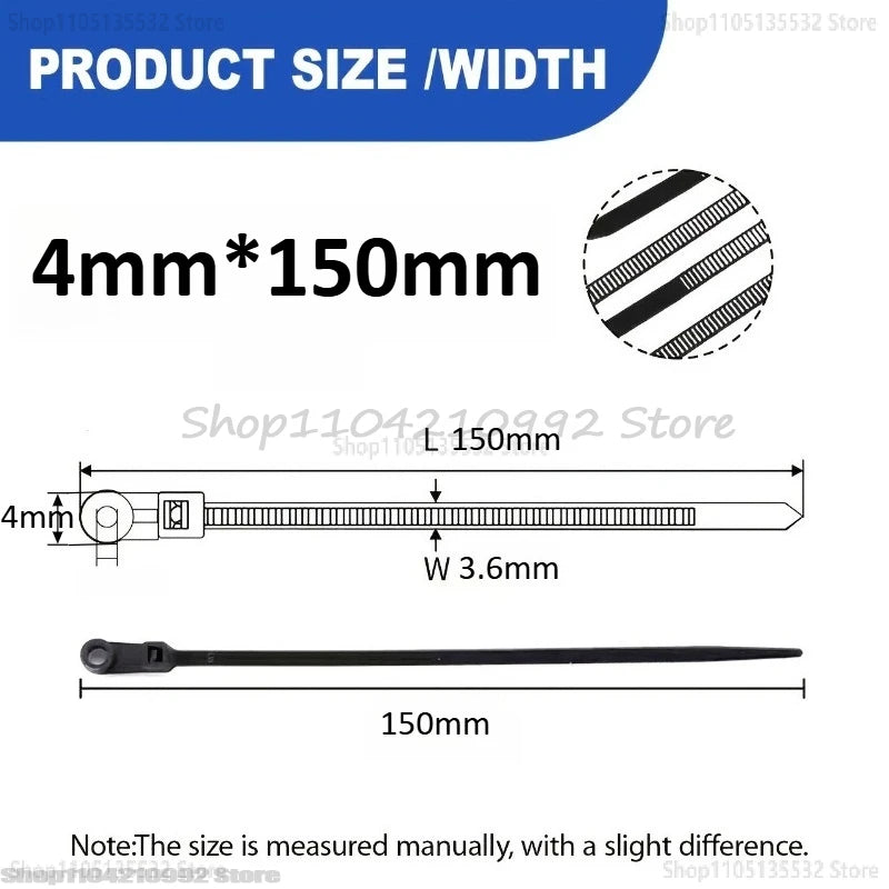 Cable Tie Plastic Clamping Collar Zip Ties Screw Hole Nylon Cable Ties Duty Adjustable Self-locking Cord Ties Organizer Strap