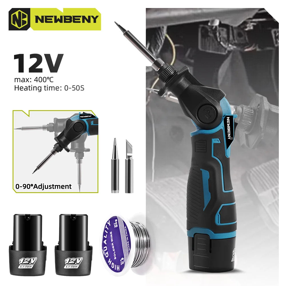 NEWBENY 400℃ Snoerloos elektrisch soldeerpistool 30W soldeerpistool soldeerbout met desoldeerpomp verwarmingsgereedschap voor 12V accu