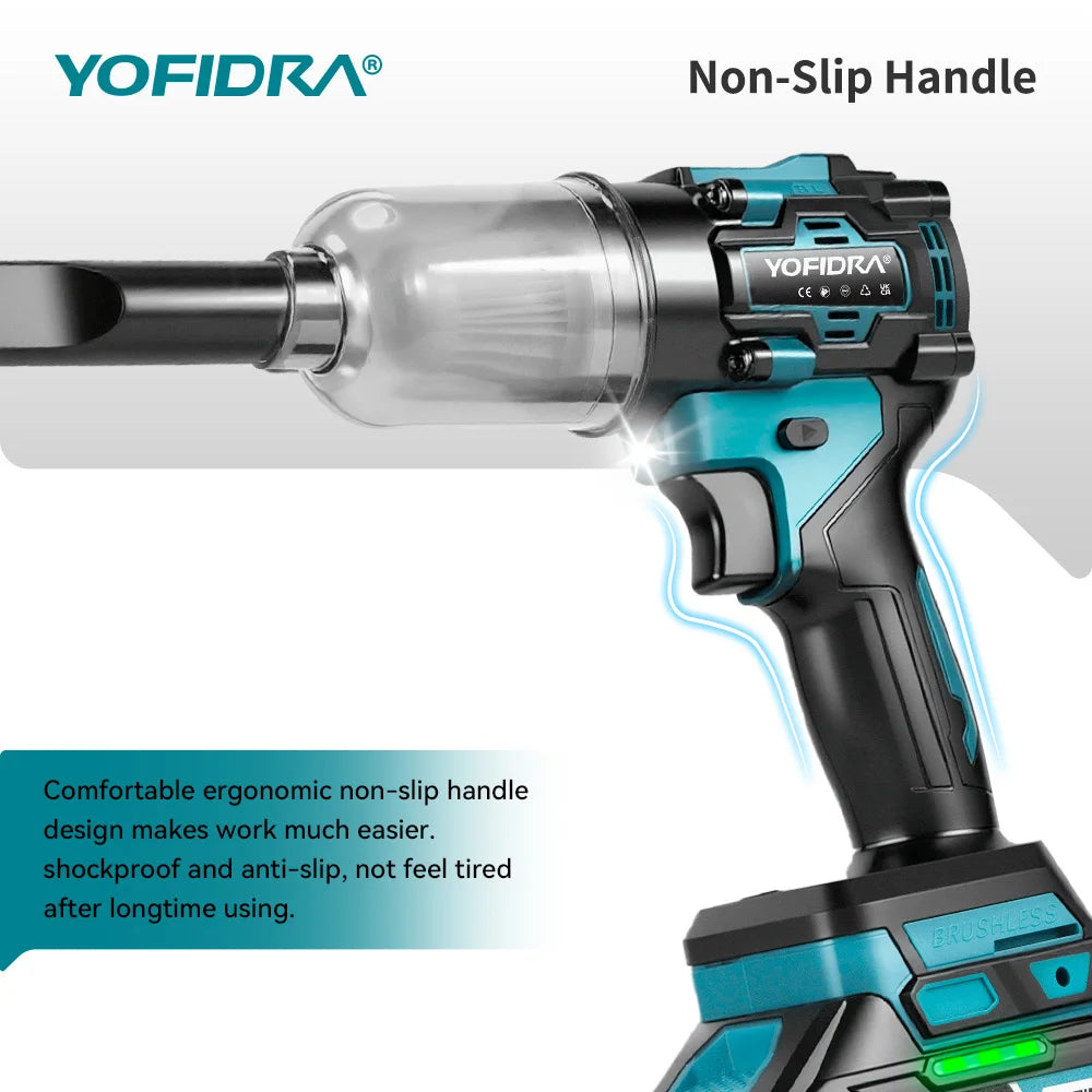 YOFIDRA Borstelloze 2-in-1 Elektrische Bladblazer en Zuiger 80000RPM Turboventilator Blad- en Sneeuwruimer Tuingereedschap voor Makita Batterij