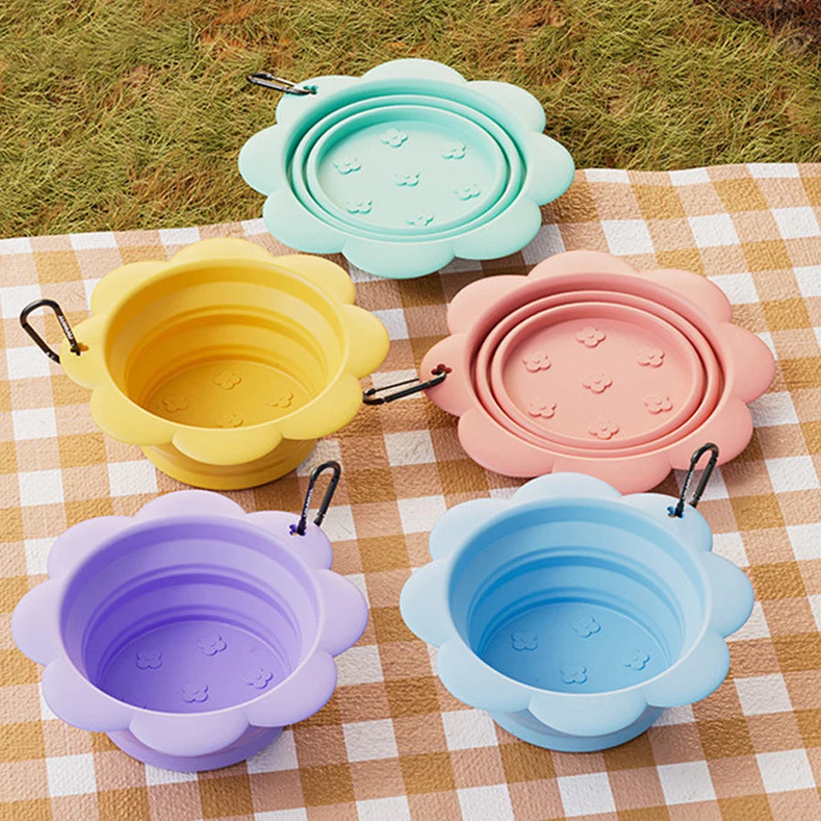 350ml Collapsible Dog Bowl Portable ilicone Pet Dog Travel Bowl Puppy Drinking Bowl Pet Food Container Dog Accessories