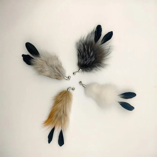 2pcs Feather Pet Cat Toy Replacement Head Fur Interactive Kitten Toys