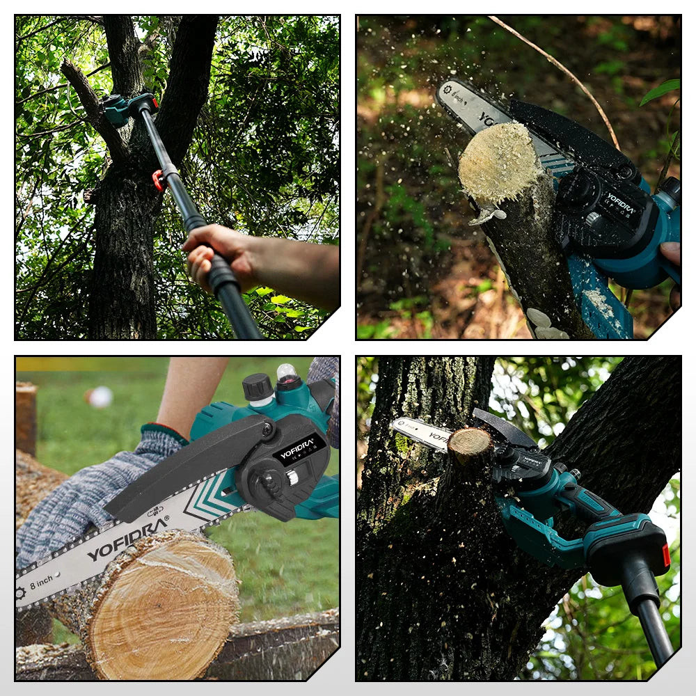 YOFIDRA 5000W Brushless Telescoping Pole High Branch Saw Electric Chainsaw Woodworking Power Tool for 18V 21V Battery Pin