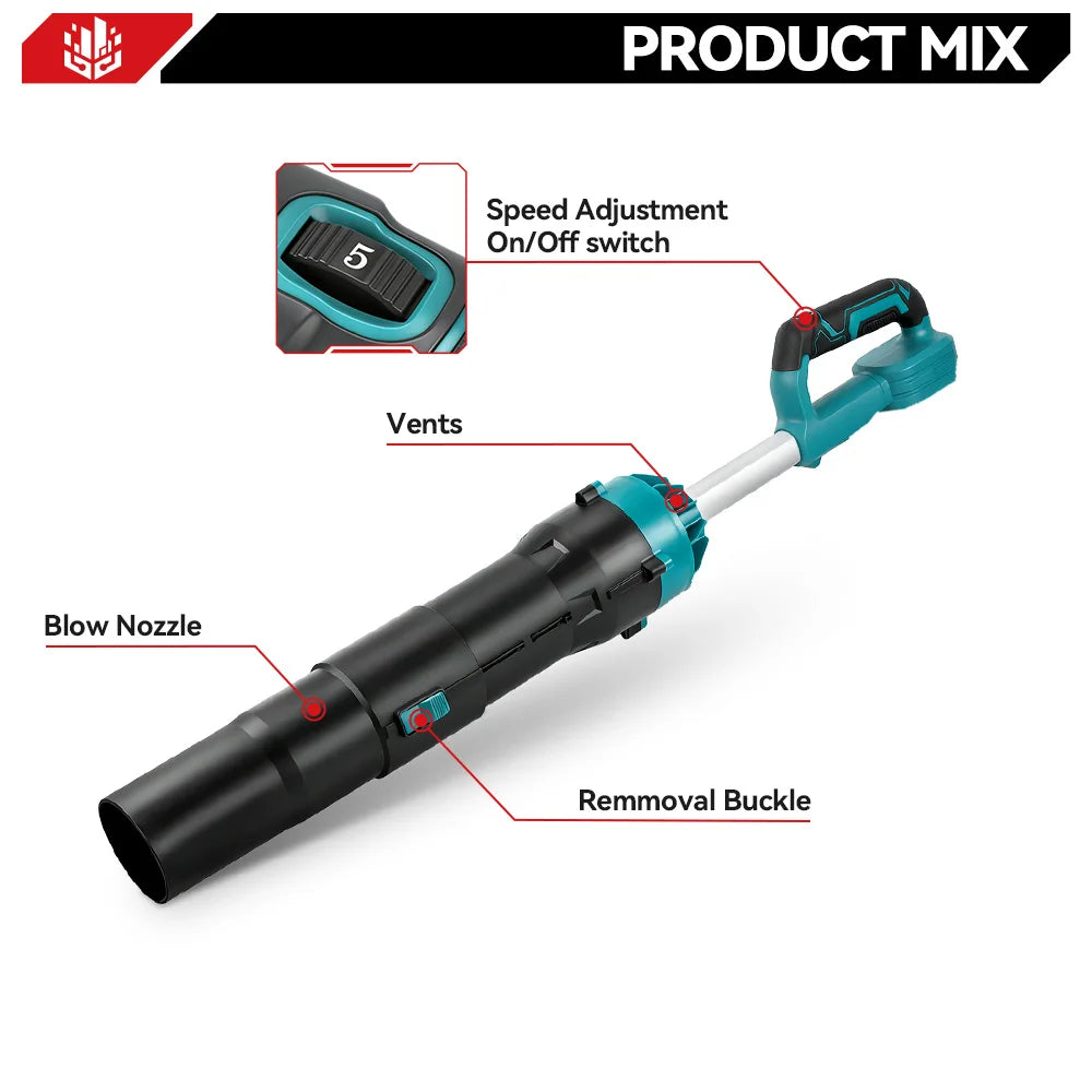 Souffleur électrique à jet turbo ONEVAN sans balais 8000W, 400M/S, souffleur d'air sans fil pour dépoussiérage, compatible avec batterie Makita 18V