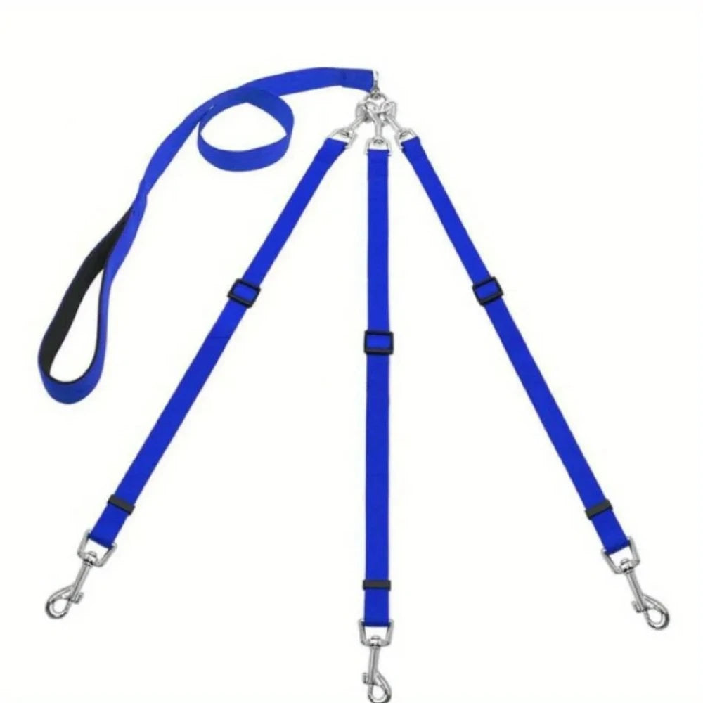 Duurzame 3-in-1 nylon hondenriem met gevoerd handvat voor buitenwandelingen, autoreizen, hiken en kamperen - drieweg-hondenriem
