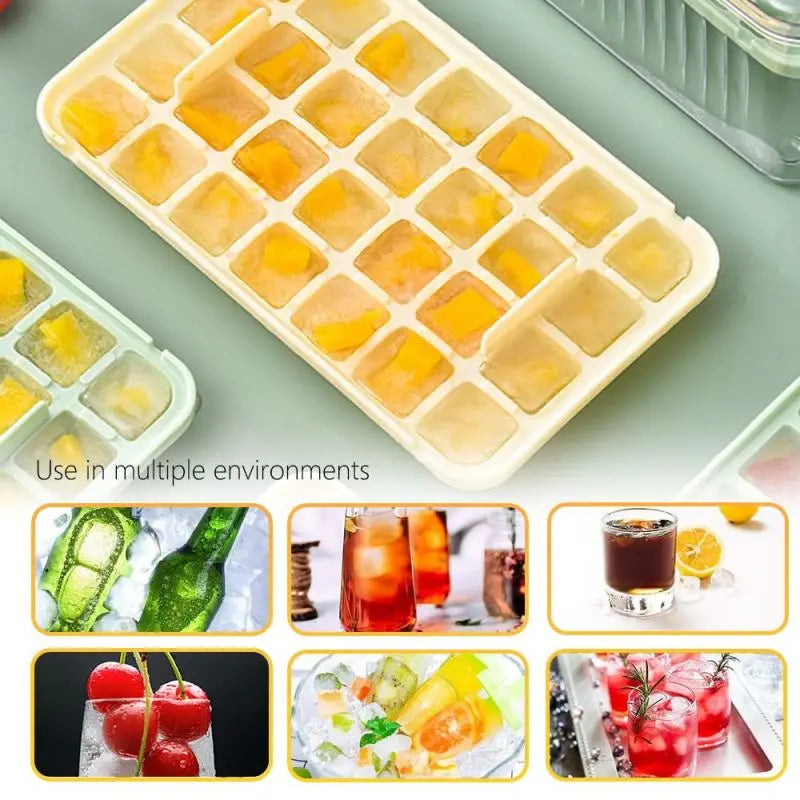 Silicone Mold Ice Cube Tray with Lid Silicone Ice Buckets Ice Mold DIY Moulds Ice-cream Maker Kitchen Tool Ssummer Accessories