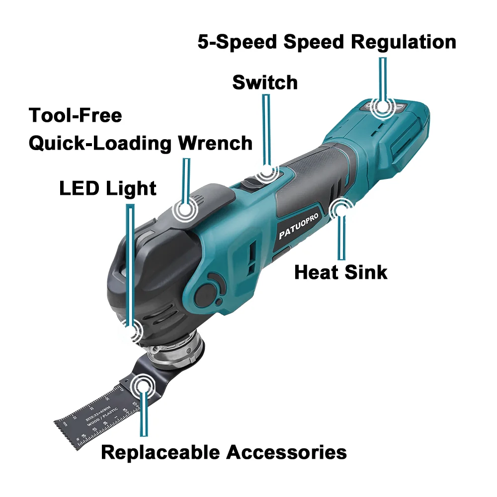 Borstelloze draadloze oscillerende multifunctionele machine, elektrische zaag, trimmer, schraper, houtbewerkingssnijder voor Makita 18V-accu