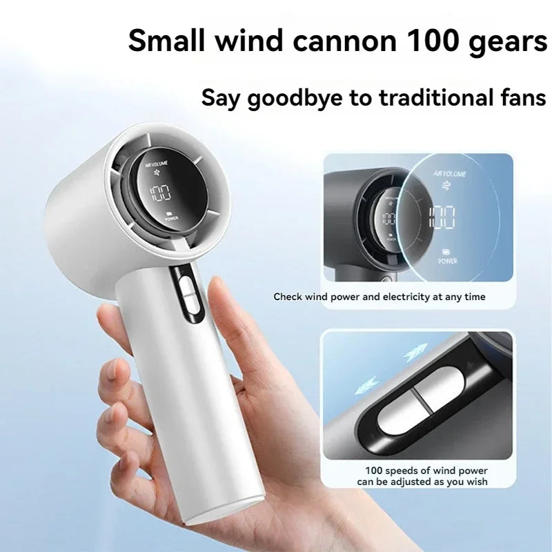 Lenovo New Handheld High-speed Fan USB Charge Mini Portable 100 Speed Turbo Violent Small Outdoor Powerful Fan 3000mAh Battery