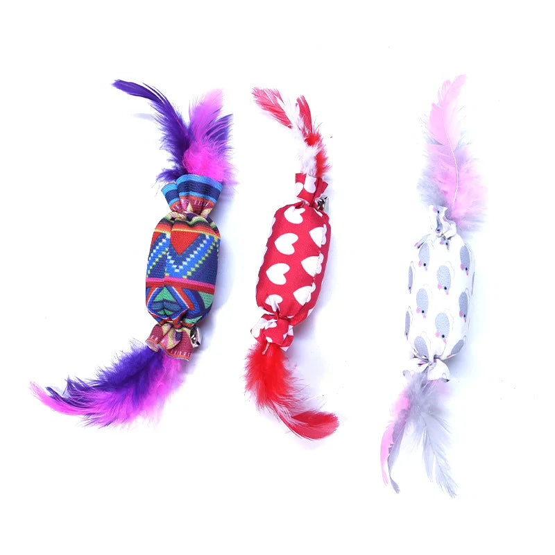 3/5 PCs Funny Cat Feather Toys Interactive Cat Sounding Tease Toy with Bells Random Color Kitten Toy Cat Accessories