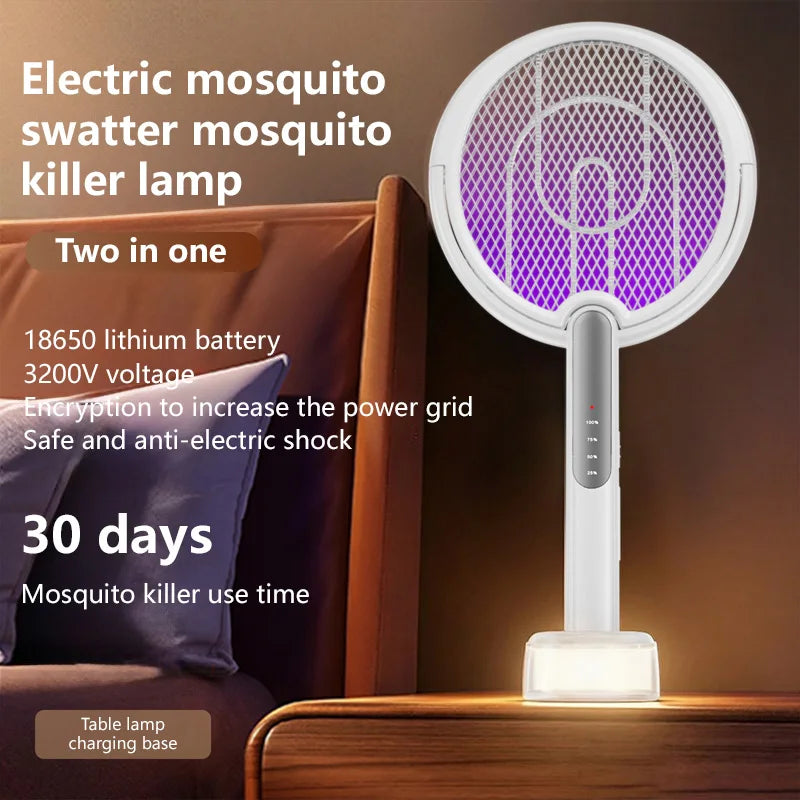 Raquette anti-moustique électrique rétractable Lenovo, angle réglable, rechargeable, destructeur d'insectes puissant 2-en-1 pour intérieur et extérieur