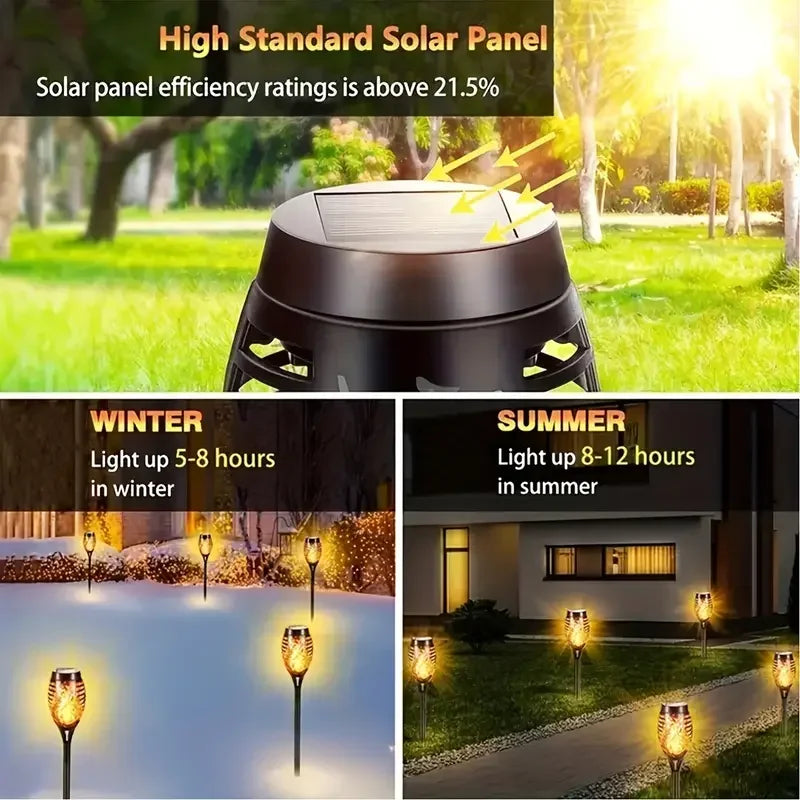1/2/4/8/10Pcs Solar Flame Torch Lights Flickering Light Waterproof Garden Decoration Outdoor Lawn Path Yard Patio Floor Lamps
