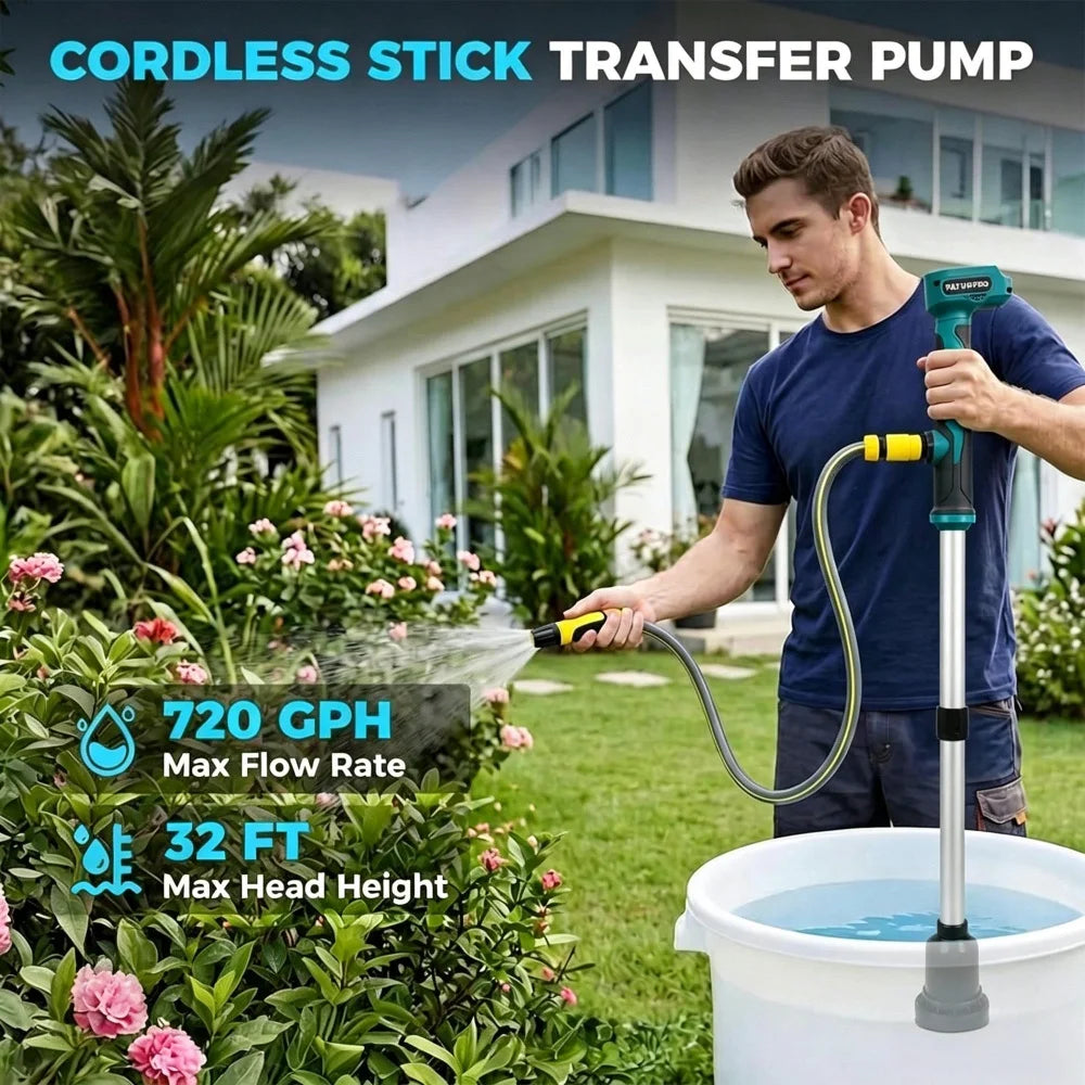 PATUOPRO Draadloze waterpomp draagbare staafoverdrachtspomp multifunctioneel tuingereedschap voor Makita 18V-accu