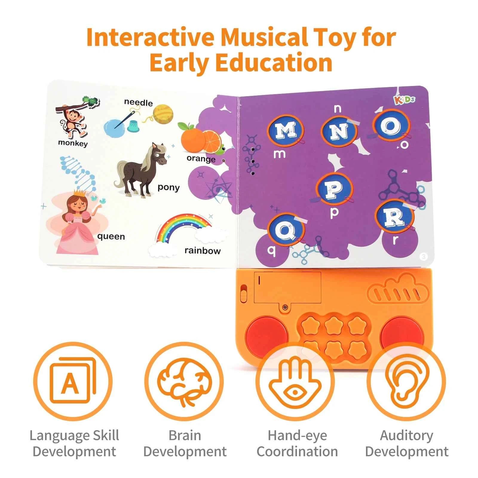 Kids Interactive Audio Books with Melody & Lights - Educational Pre-school Toys with Drum Sounds and Animal Themes