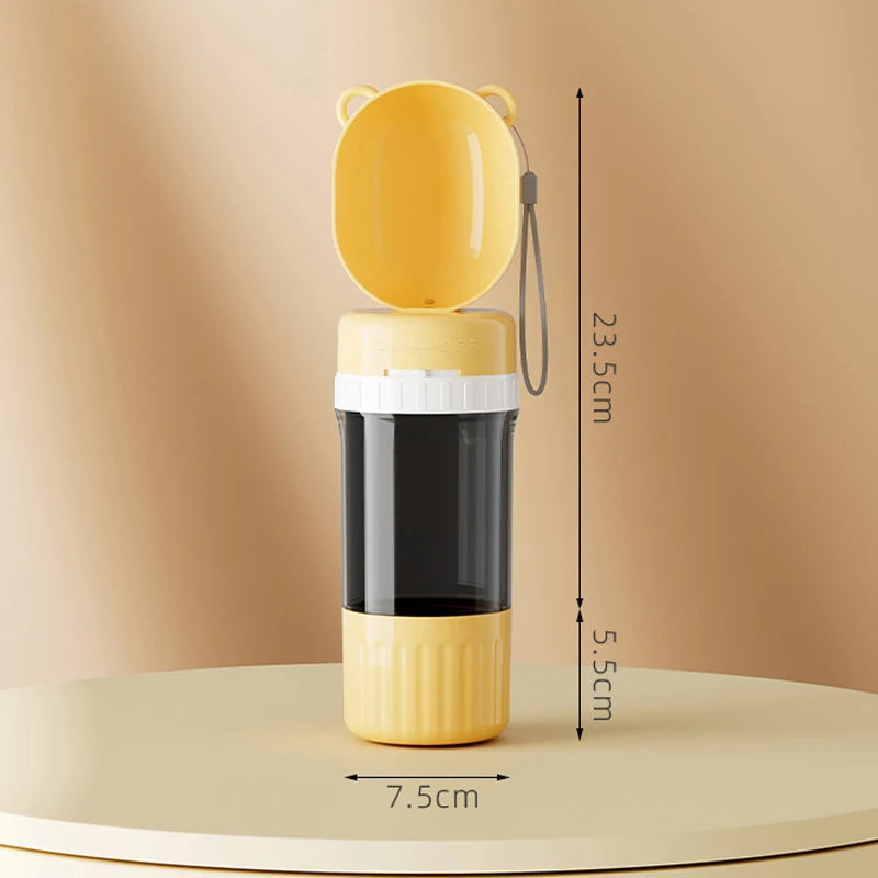 2 in 1 Portable Dog Water Bottle Pet Water Container with Food Storage Pet Travel Drinking Bowl for Dogs Cats Pet Supplies