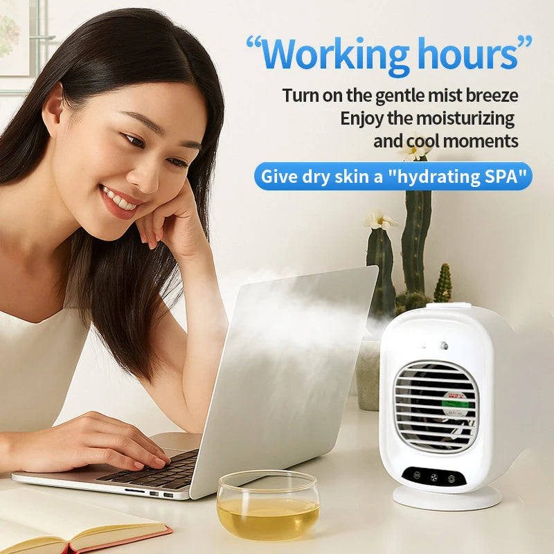 Lenovo Car Portable Small Air Conditioner Spray Fan Office Desktop Usb Charging Small Air Cooler Dormitory 3-gear Regulating Fan