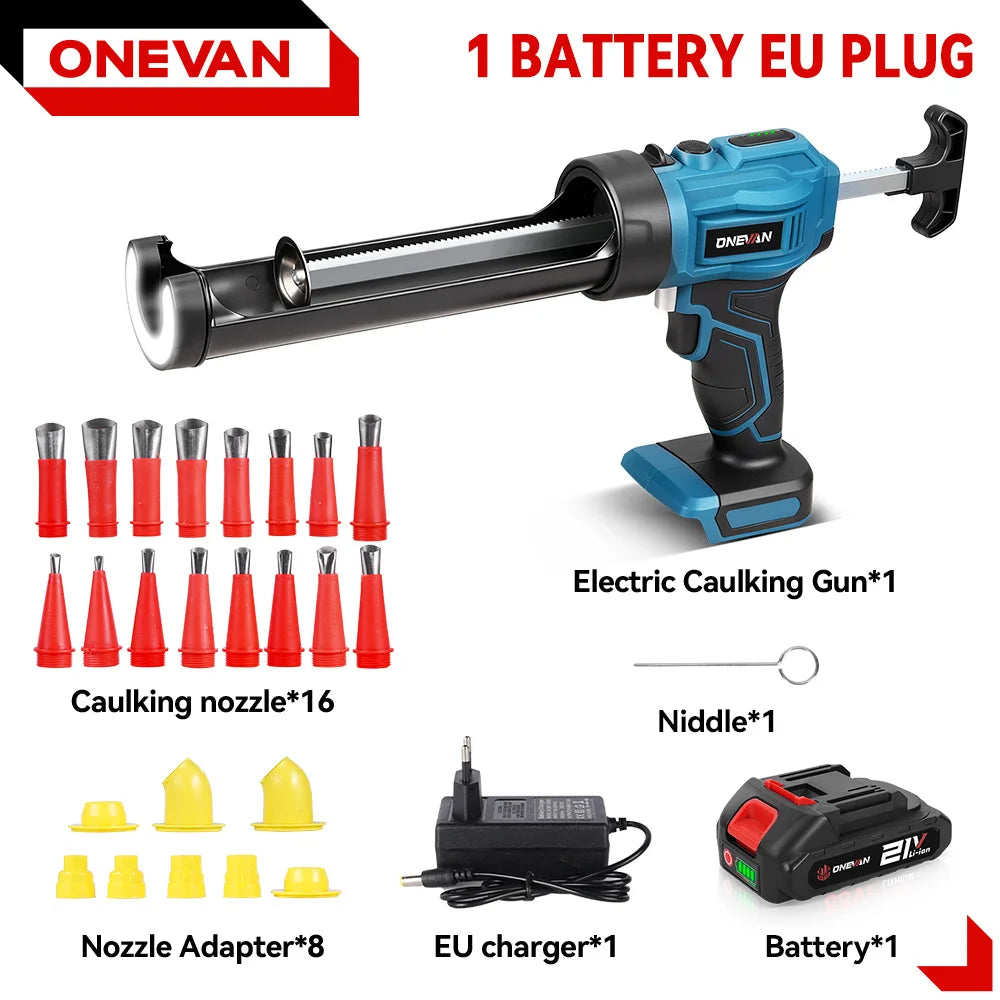 ONEVAN 4-snelheden elektrische kitspuit snoerloze lijmpistool glas hard rubber kitpistool elektrisch gereedschap voor Makita 18V accu