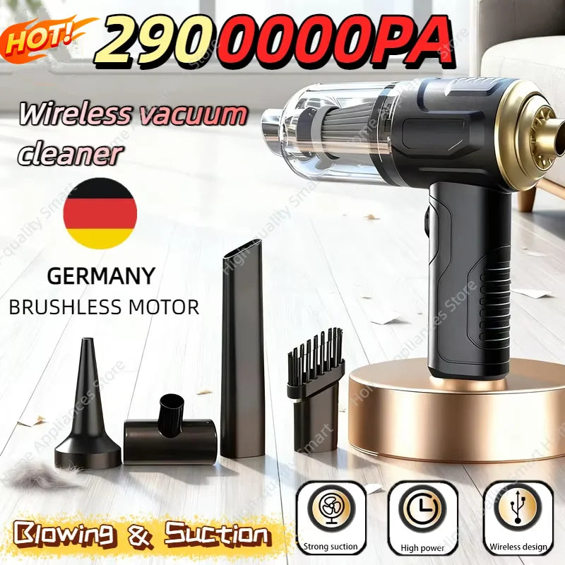 Aspirateur de voiture sans fil 2 900 000 PA, faible niveau sonore, 2 en 1 soufflage et aspiration, nettoyeur intégré pour poils d'animaux et dépoussiéreur domestique 2026