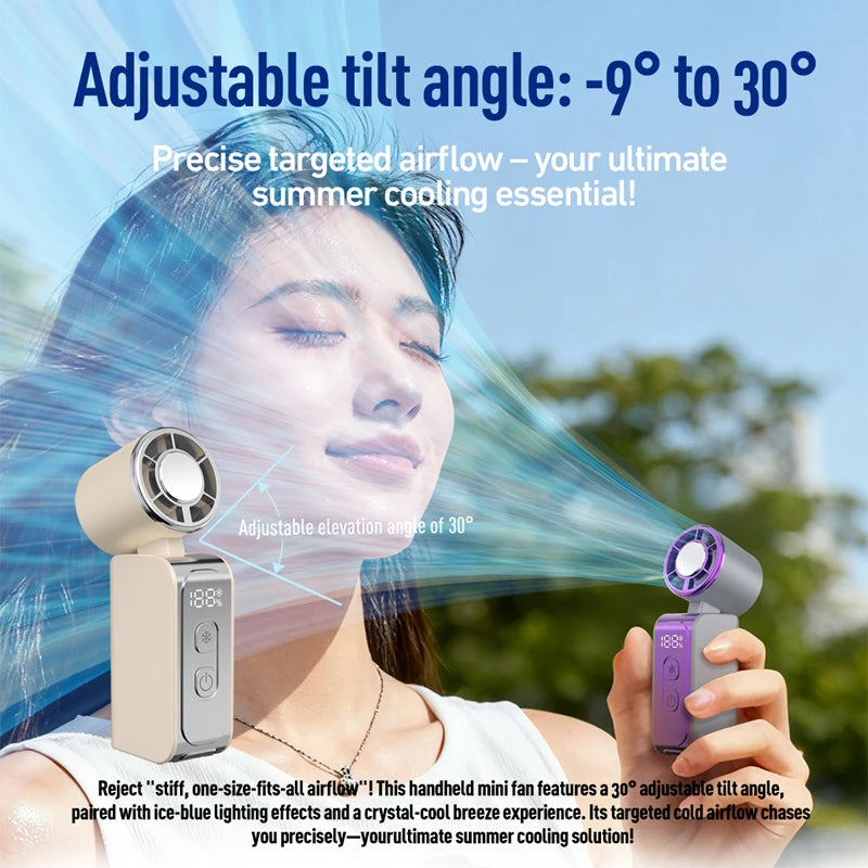 Mini ventilateur portable Lenovo Summer Ice Pack Turbo Cooling, ventilateur à main extérieur avec écran d'affichage intelligent