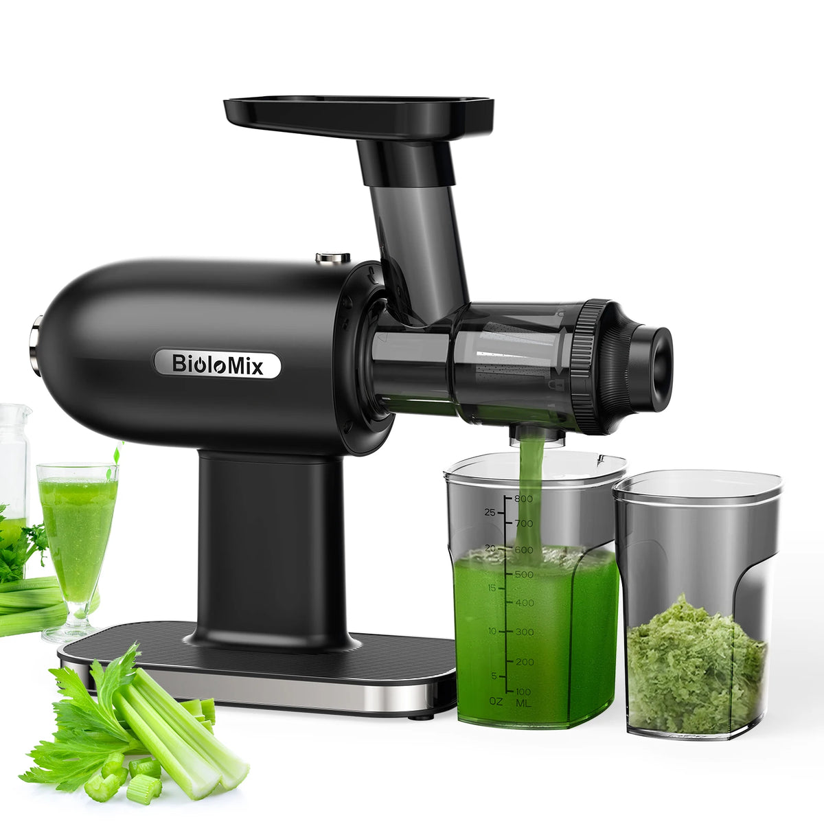 BioloMix Slow Masticating Juicer Cold Press Technology with Reverse Function High Juice Yield Comes with Cleaning Brush Quiet