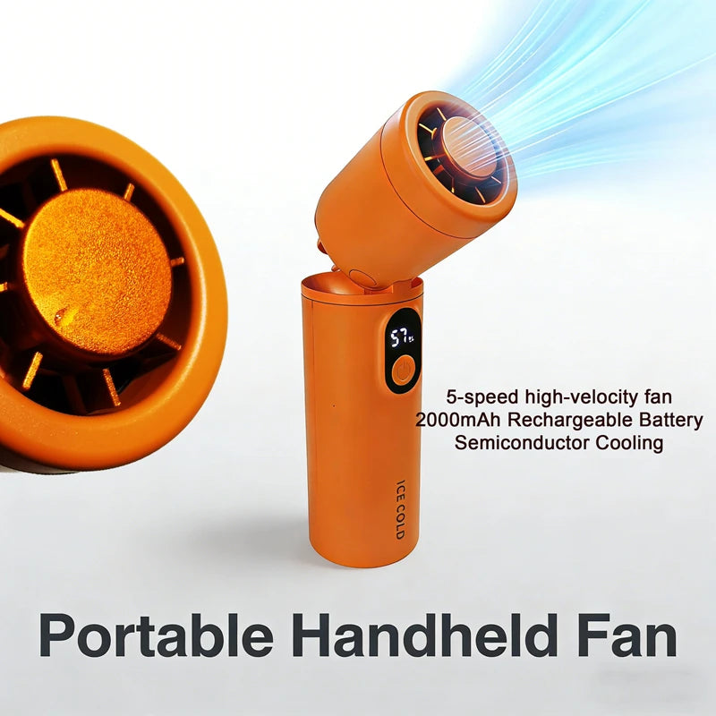 Lenovo 100 Gears Portable Handheld Fan Ventilador USB Rechargeable Foldable Fan High Speed Turbine Ice Cooling Digital Display