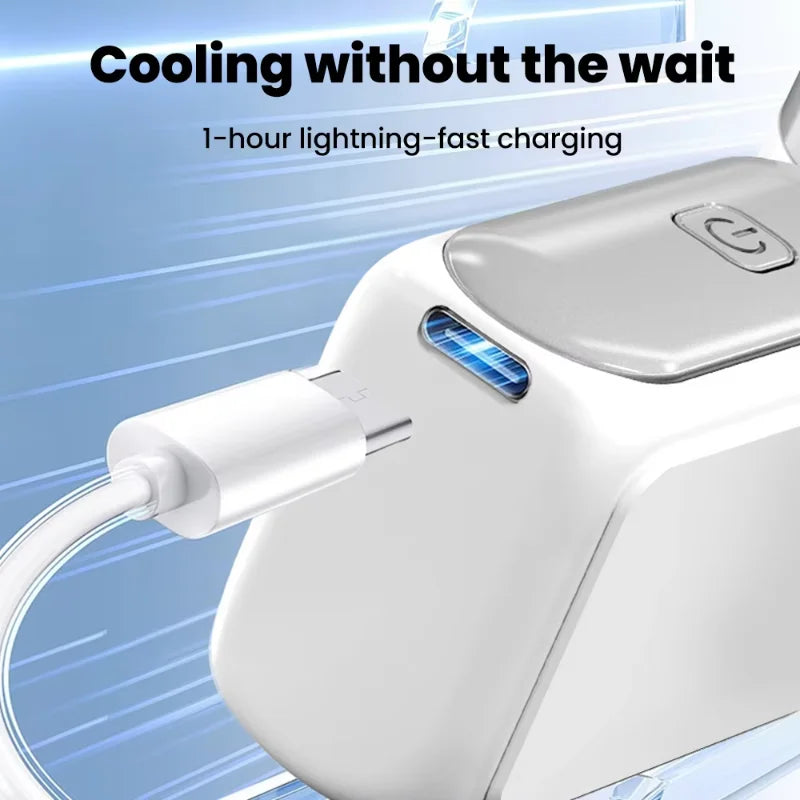 Lenovo Portable Handheld Mini Fan 5 Speed Adjust Type C Rechargeable Fan Digital Display Desktop Fan Outdoor