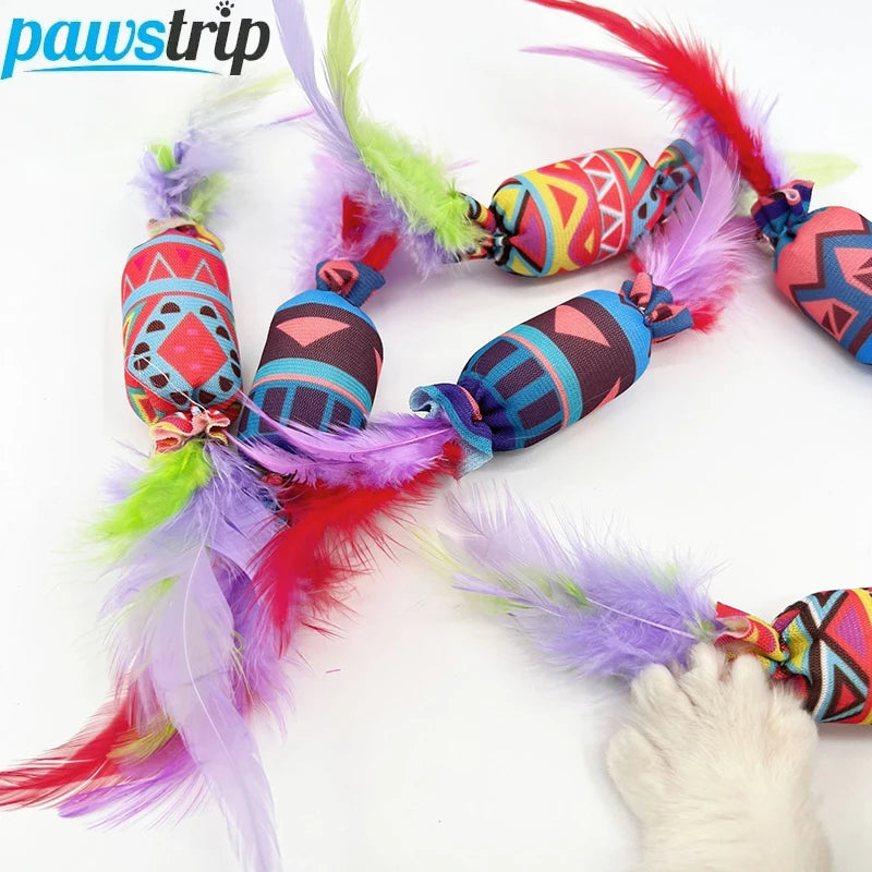 3/5 PCs Funny Cat Feather Toys Interactive Cat Sounding Tease Toy with Bells Random Color Kitten Toy Cat Accessories