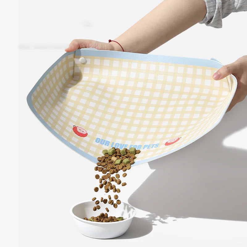 PU 45x30cm Pet Feeding Mat Half-surrounding Pet Placemat for Cats Dogs Non-Slip Dog Feeding Mat Cat Placemat Dog Accessories
