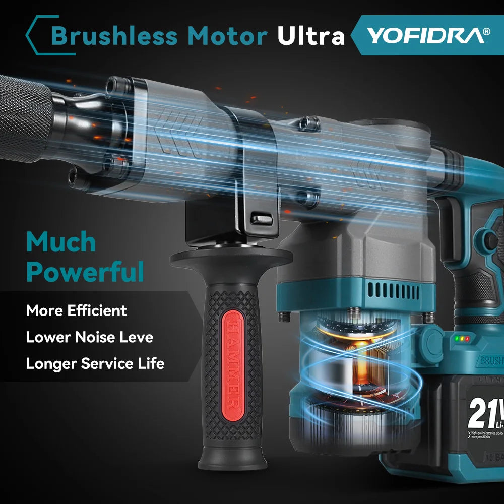 Perceuse à percussion et visseuse sans fil YOFIDRA 6000W, outil rotatif électrique haute performance compatible avec les batteries Makita