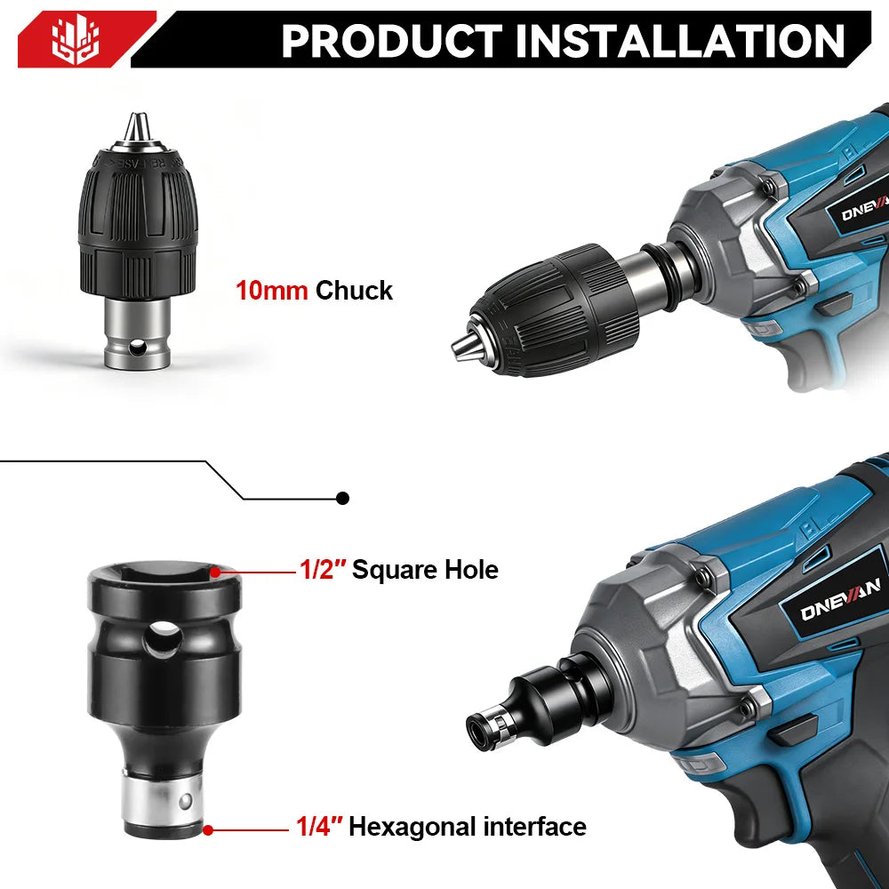 ONEVAN 1200N.M Torque Brushless Electric Impact Wrench 1/2 Inch Cordless Electric Wrench Power Tools For Makita 18V Battery Pin