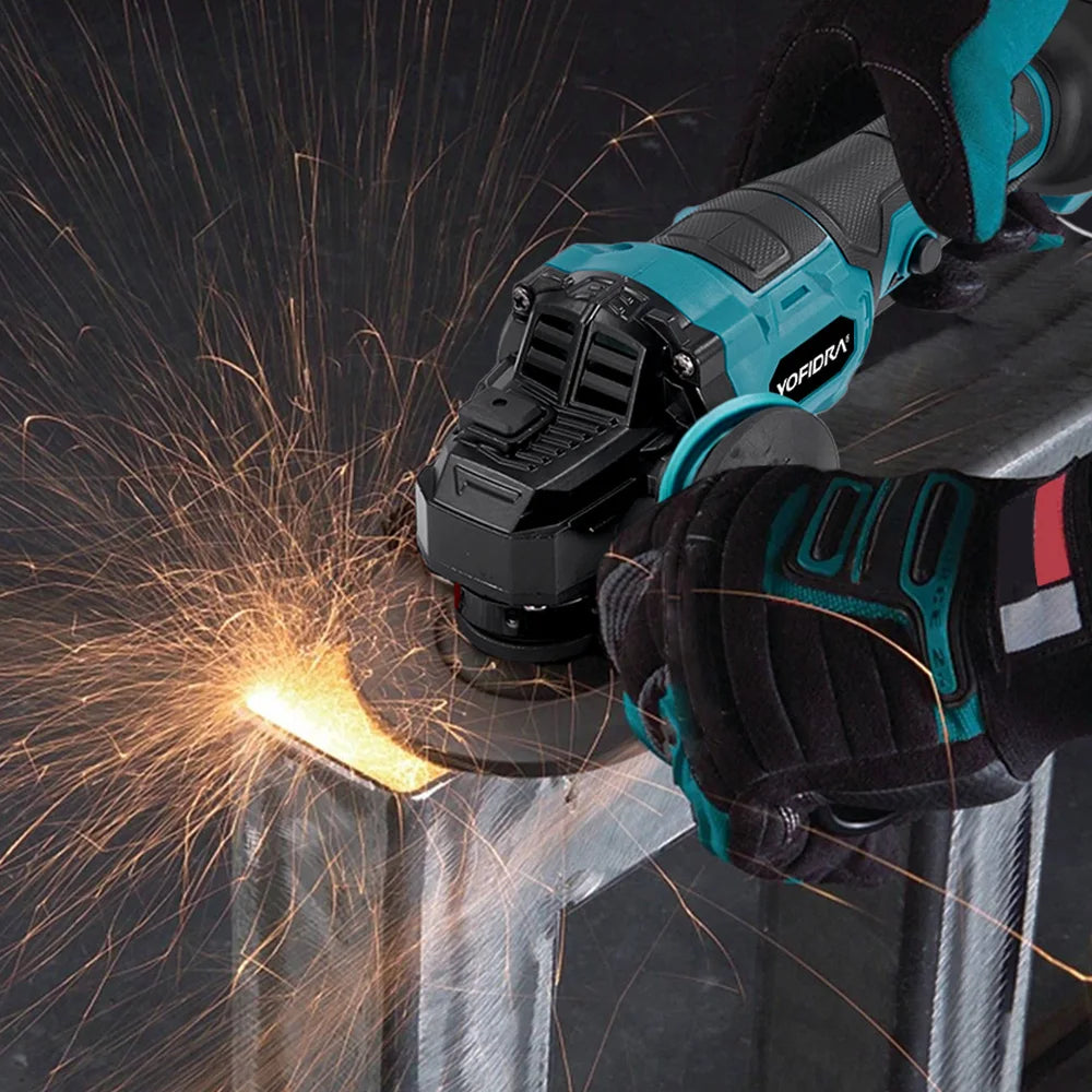 YOFIDRA 125MM Borstelloze Elektrische Haakse Slijpmachine Efficiënte 3 Versnellingen Trimmen Machine Snijgereedschap Set Voor Makita Accu Pin