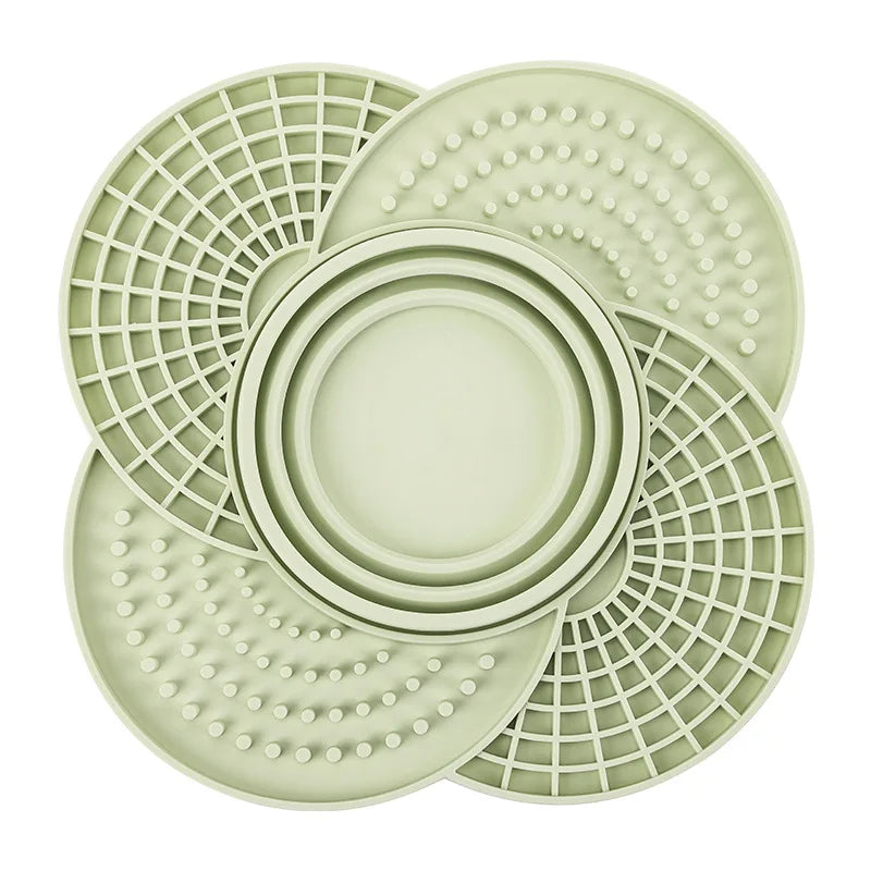 2 in 1 Silicone Dog Slow Feeder Mat with Foldable Bowl Pet Lick Mat for Dogs Cats Non-slip Puppy Slow Food Plate Dog Accessories
