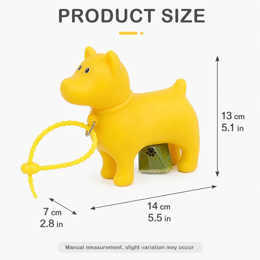 Dog Poop Bag Holder PVC Dog Shape Waste Bag Dispenser Clip-on Leash Backpack Portable Pet Cleanup Box for Outdoor Walks Trips