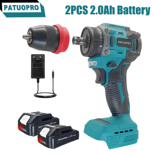 10mm New 2In1 Rechargeable Electric Screwdriver Cordless Drill Lithium Battery Multifunctional Power Tool For Makita 18V Battery