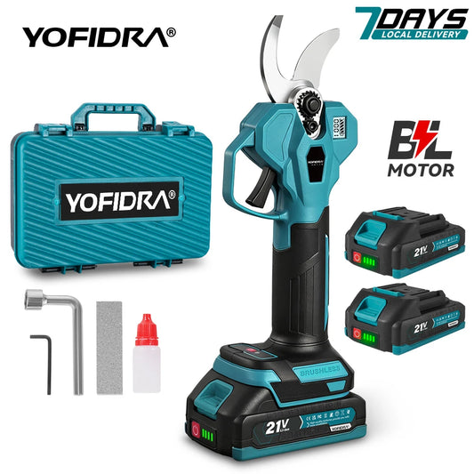 YOFIDRA 32MM 2Gears Brushless Electric Scissors Cordless Pruning Shears Fruit Tree Branch Power Tools For Makita Battery Pin