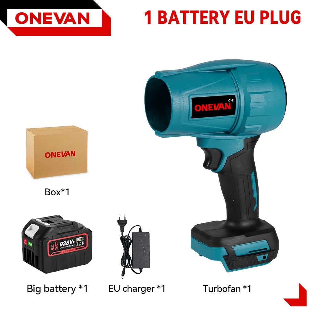 ONEVAN 200M/S Brushless Turbo Blower 2000W Handheld Cordless Electric Air Blower Dust Snow Removal Tool for 18V Battery