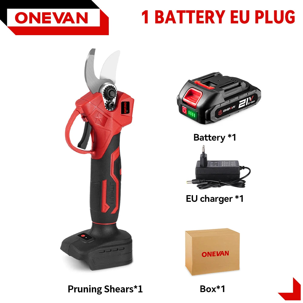 ONEVAN 1000W 30MM Brushless Electric Pruning Shear 3Pins Plug Cordless Electric Scissors Garden Tools For Makita 18V Battery Pin