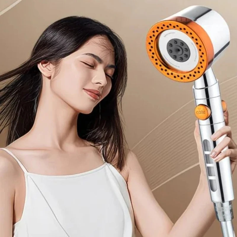 High Pressure Shower Head with Filter 3 Spray Modes Adjustable Large Flow One-Click Stop Water Saving Showerhead for Bathroom