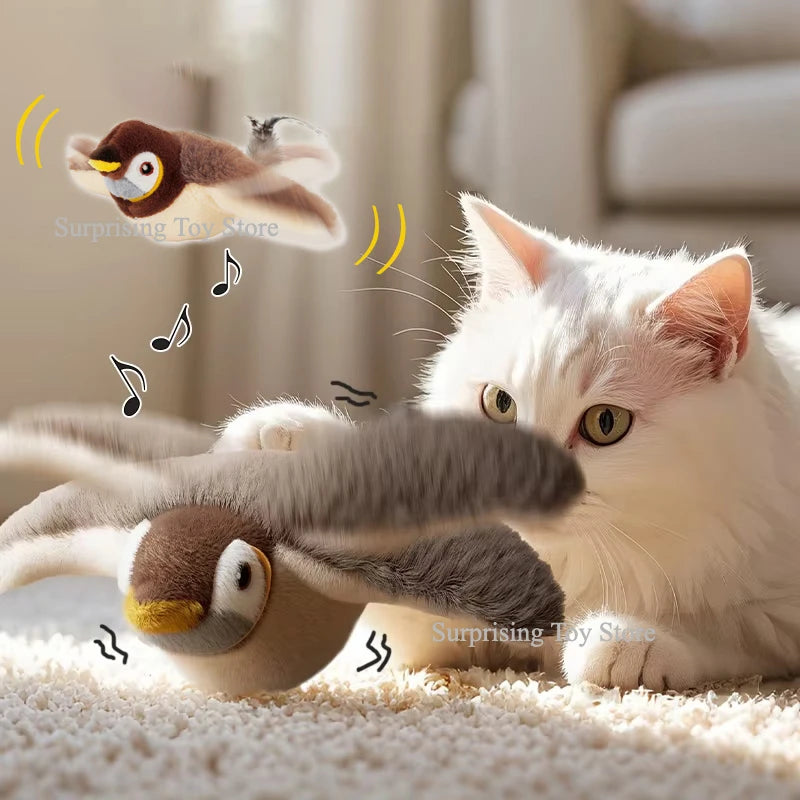 A plush bird toy with flapping wings and sound effects.