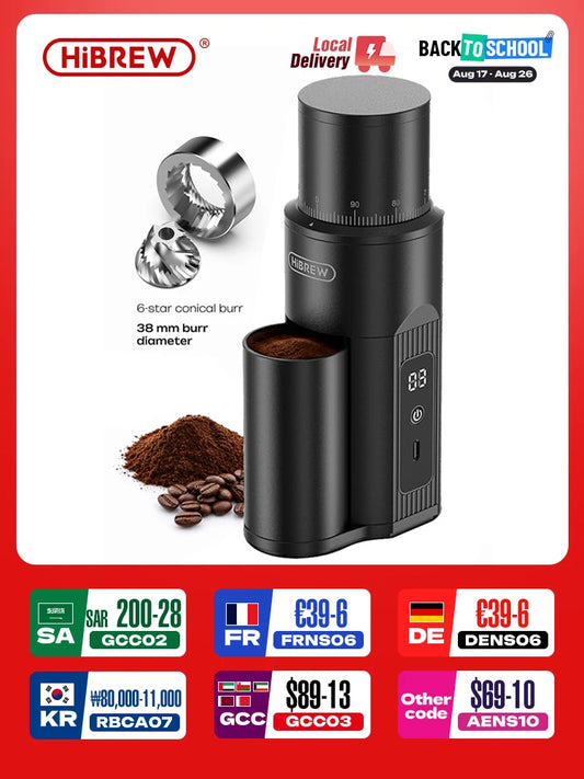 HiBREW G5 Mini Portable Burr Mill Coffee Grinder Rechargeable Compact Coffee Bean Machine for Espresso Pour Over Camping