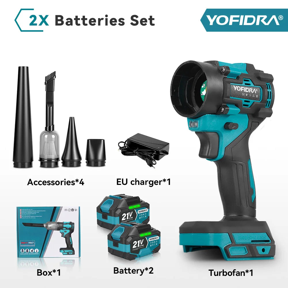 YOFIDRA 80000RPM Brushless 2IN1 Electric Turbo Fan Cordless Air Blower&Suction Leaf Snow Dust Cleaner Tool For Makita Batter Pin