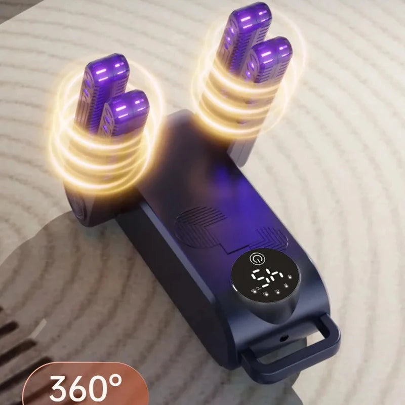 4-Core UV Shoe Dryer with 150W Deodorizing & Antibacterial Function, Multi-Speed Timing Control for Home Use