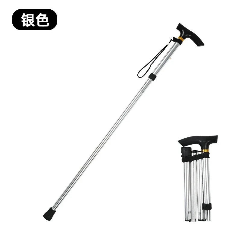 Foldable Walking Stick Lightweight 4-Section Hiking Crutches Non-Slip Telescopic Aluminum Baton For Trekking Hiking Travel