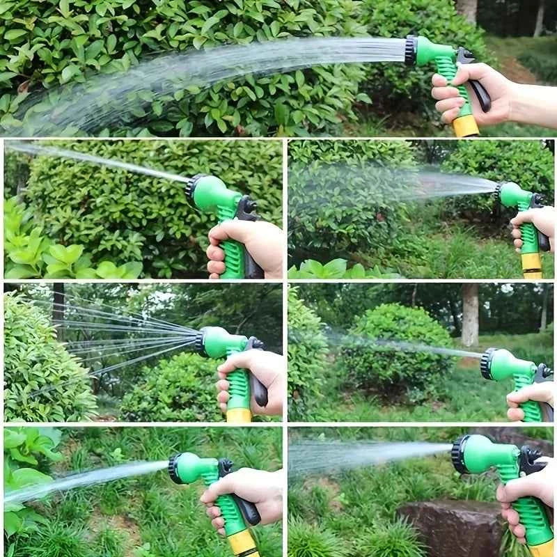 Garden Irrigation Water Pipe Sprinkler Head With 7-Function Nozzle Hose, Car Cleaning Spring Pipe, Plastic Hose Cleaning Tool