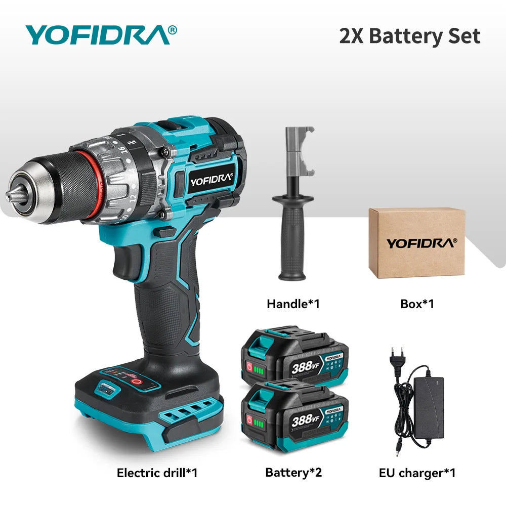 YOFIDRA 700N.M Borstelloze elektrische klopboormachine Accuschroevendraaier voor metaalplaten, grond en houtbewerking Elektrisch gereedschap geschikt voor Makita-accu's