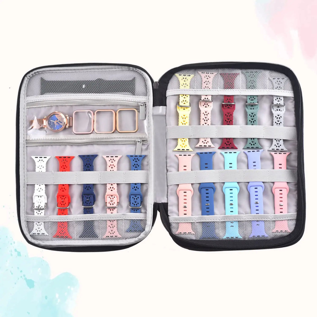 Watch Band Storage Case Watch Band Organizer Bag Watch Band Case Holder Carrying Case Compatible Watch Straps and Accessories