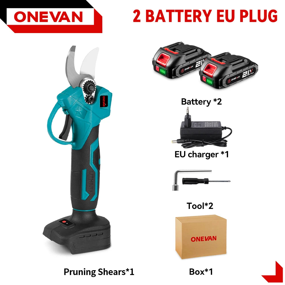 ONEVAN 30MM Brushless Electric Pruning Shear Cordless Fruit Tree Bonsai Electric Scissors Garden Tool For Makita 18V Battery Pin