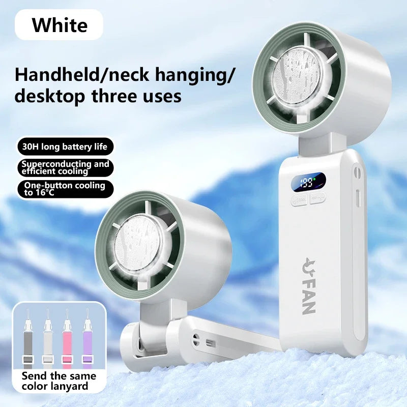 Lenovo halfgeleider-ijskoelingsventilator, 199 standen, hogesnelheidsventilator, draagbare handventilator, 4000 mAh, USB, draagbare nekventilator voor buiten